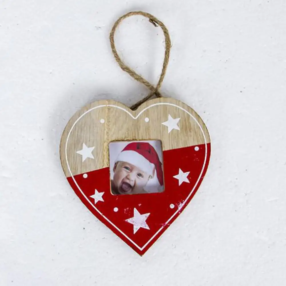 love red Высокое качество DIY Рождественский кулон-фоторамка звезда деревянная в форме сердца фоторамка современный простой стиль вечерние Декор для дома - Цвет: love red