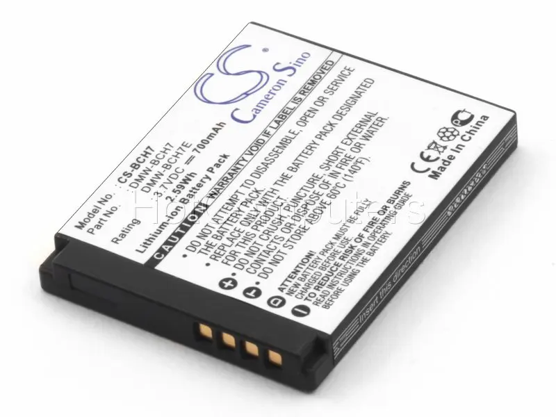Аккумулятор CameronSino/Pitatel для фотоаппарата Panasonic DMW-BCH7, DMW-BCH7E, 690mAh