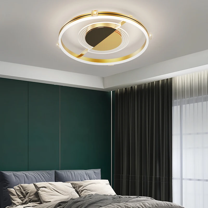 

Contemporary LED Ceiling Light Round Square Gold Black Acrylic Creative Light Luxury for Bedroom Living Room Home Decoration