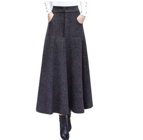 Осенне-зимняя шерстяная юбка 2020 элегантная винтажная полосатая длинная Офисная