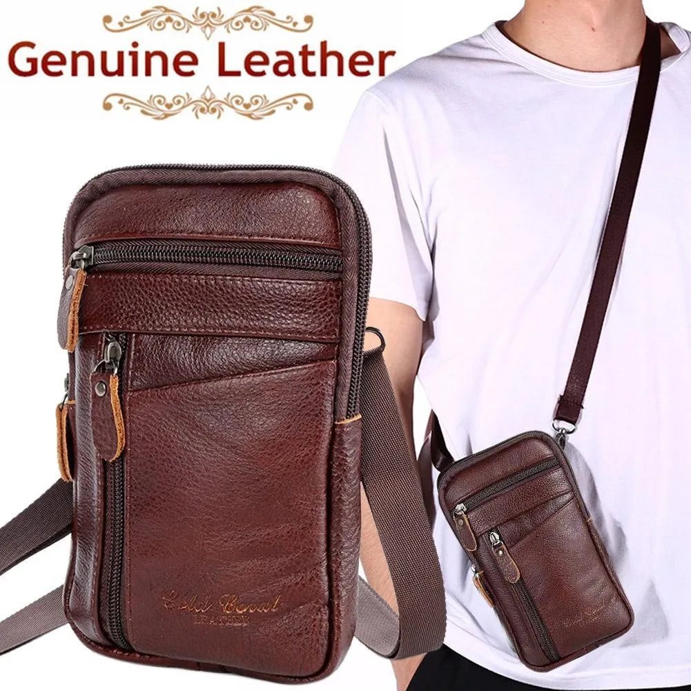 

1pc Multi-purpose Casual Men Leather Phone Pouch Belt Crossbody Waist Bag Anti-theft Fashion Pack Fashion Purse Shoulder Zi G9A9