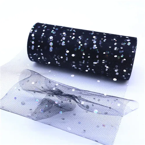 black 15 см 25 ярдов лазерные блестки органза рулонные Тюлевая Ткань DIY Baby Shower свадебное украшение на День Благодарения домашнее украшение для вечеринки в день рождения - Цвет: black