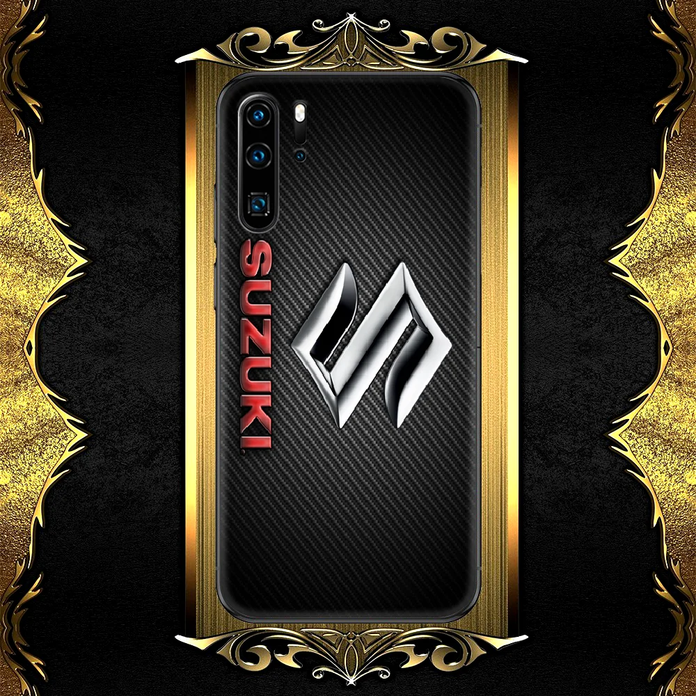 

Suzukis Motorcycle Car Logo Phone Case For Huawei P Mate 10 20 30 40 Pro Lite Smart 2019 2021 black Cover 3D Funda Pretty Etui