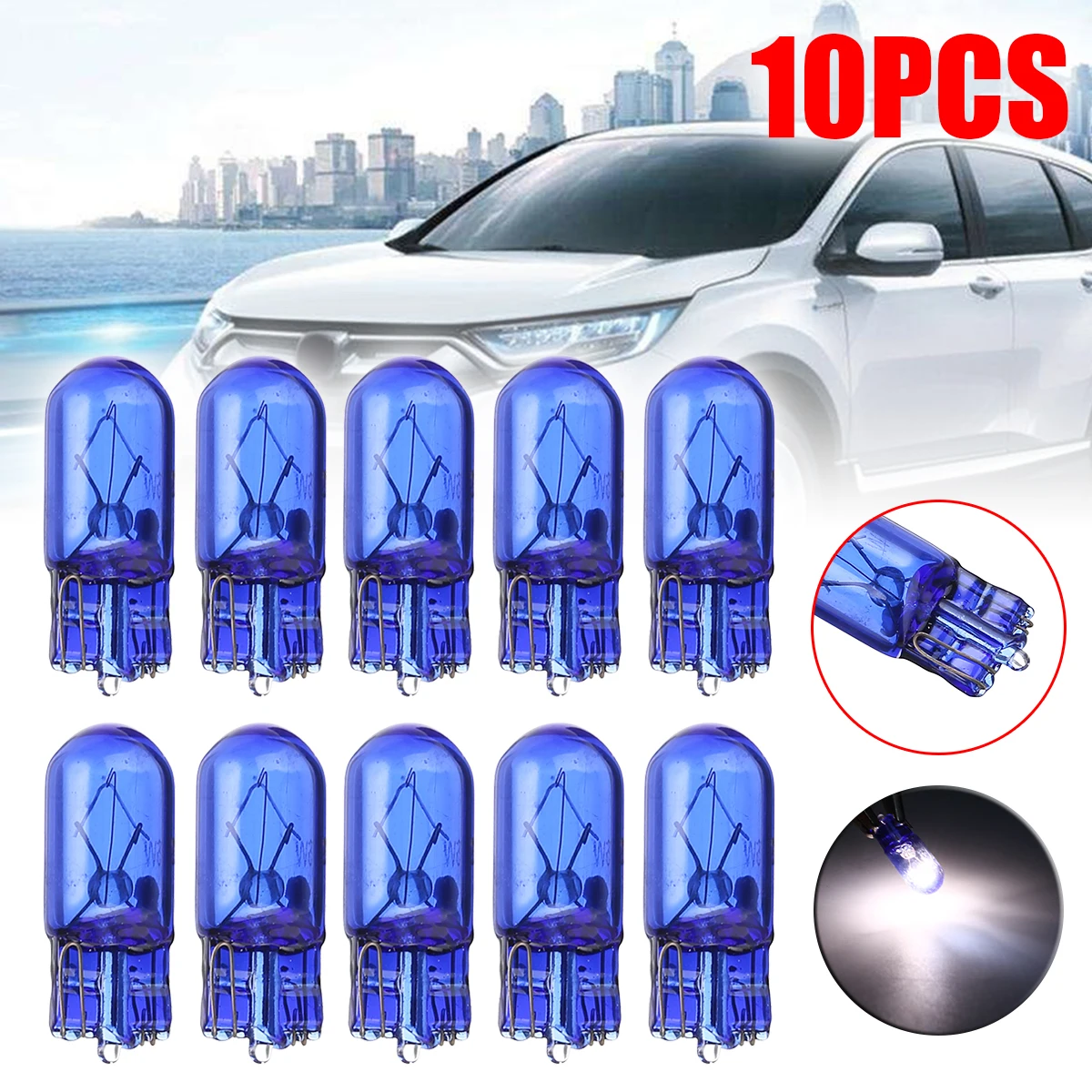 

10pcs Car T10 Halogen w5w 168 Wedges 12V 5W Signal Lamp Super White Instrument Light Reading Light Clearance Lamp