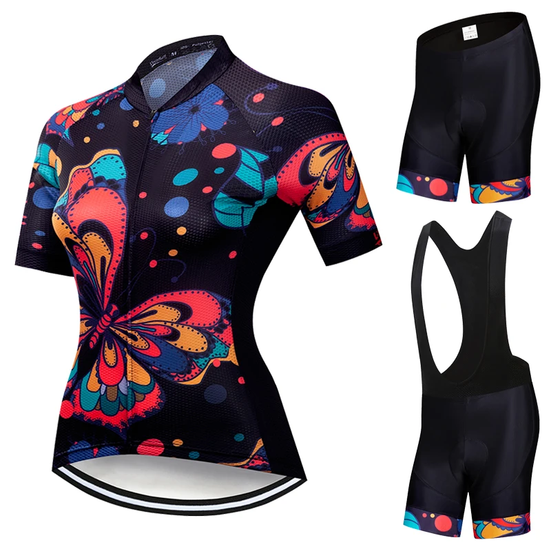 

2021 Women Bicycle Jersey Bib Set Dress Summer Outdoor Sports Cycling Clothes Ladies MTB wear Ciclismo Mountain Bike Clothing