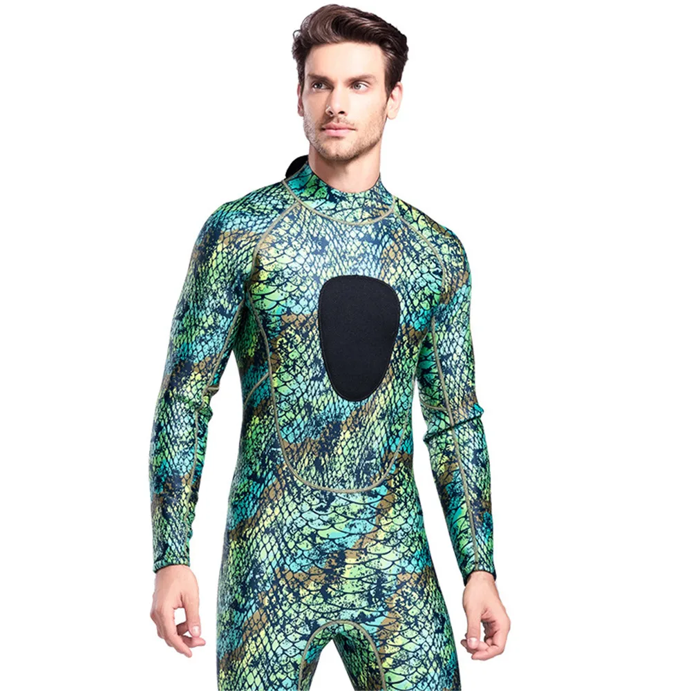 

3MM Super Elastic Neoprene Diving Suit Mens Wetsuits Long Piece Conjoined Camouflage Cold Warm Diving Suit Swimming Sportswear