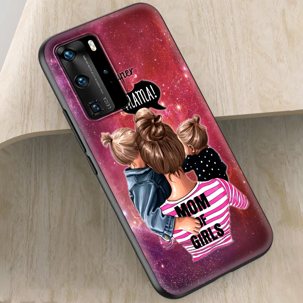 

Brown Hair Baby Mom Girl Luxury Phone Soft TPU for Huawei P10 P20 Lite P30 Pro P40 Lite E P40 Pro Plus P Smart Z 2021 Case Coque