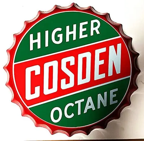 

Retro Sign Gasoline Station Higher Octane Bottle Caps Retro Metal Tin Sign Diameter 13.8 Inches - Handcrafts Home Decor Bar