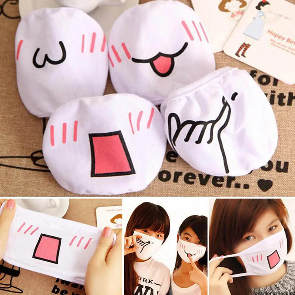 1 шт. белый Kawaii Anti Пылезащитная маска хлопковая для губ в виде милого героя аниме