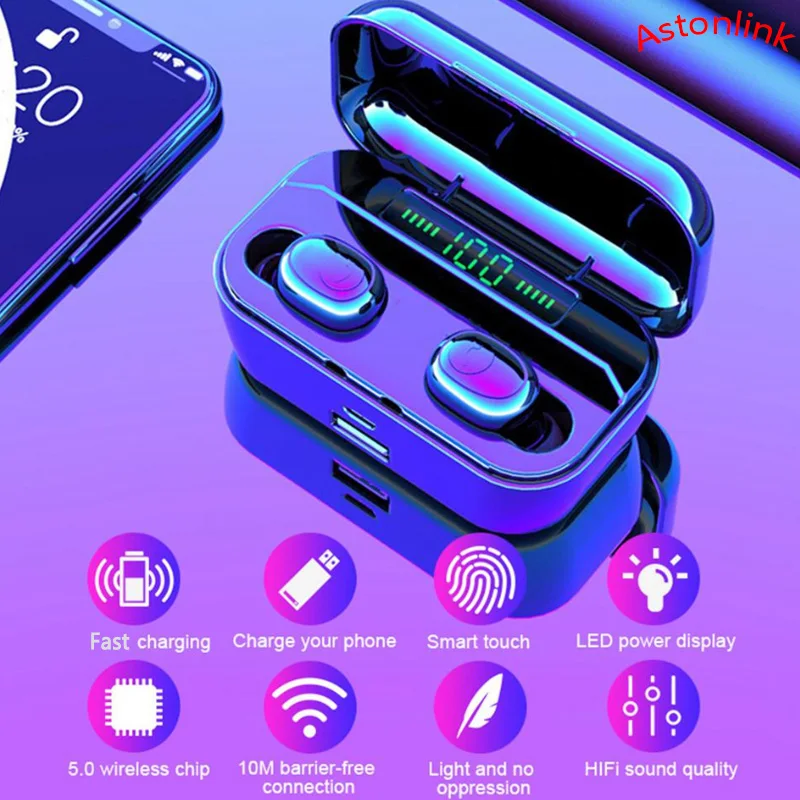 Bluetooth True Беспроводной наушники сенсорный Управление Hi Fi стерео In Ear