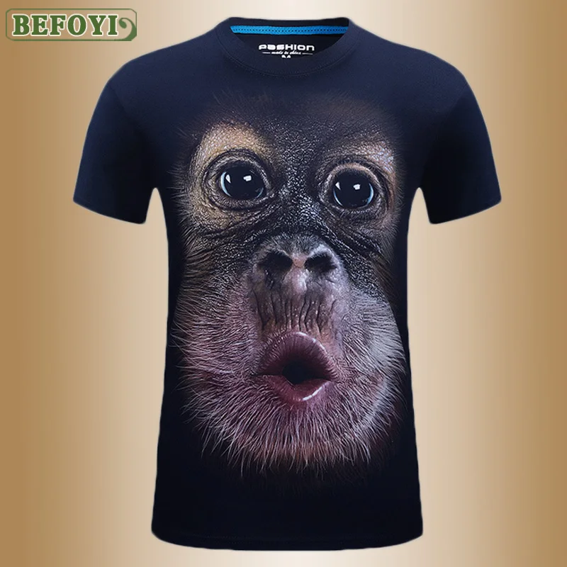 Мужская одежда новинка 2020 крутая футболка с 3D принтом обезьяны в стиле Харадзюку