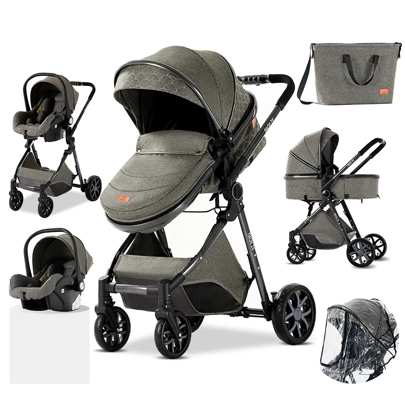Luxury Baby carriage 3 in 1 stroller BABI PRAM IN Portable travel pram High landscape baby |