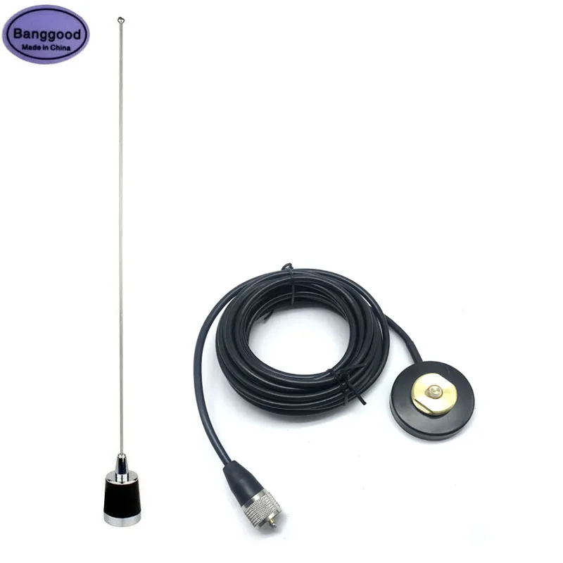 

Антенна NMO Whip с магнитным креплением PL259, переходник, двойная полоса VHF/UHF 100 Вт дБ, антенна для мобильного любительского автомобильного радио