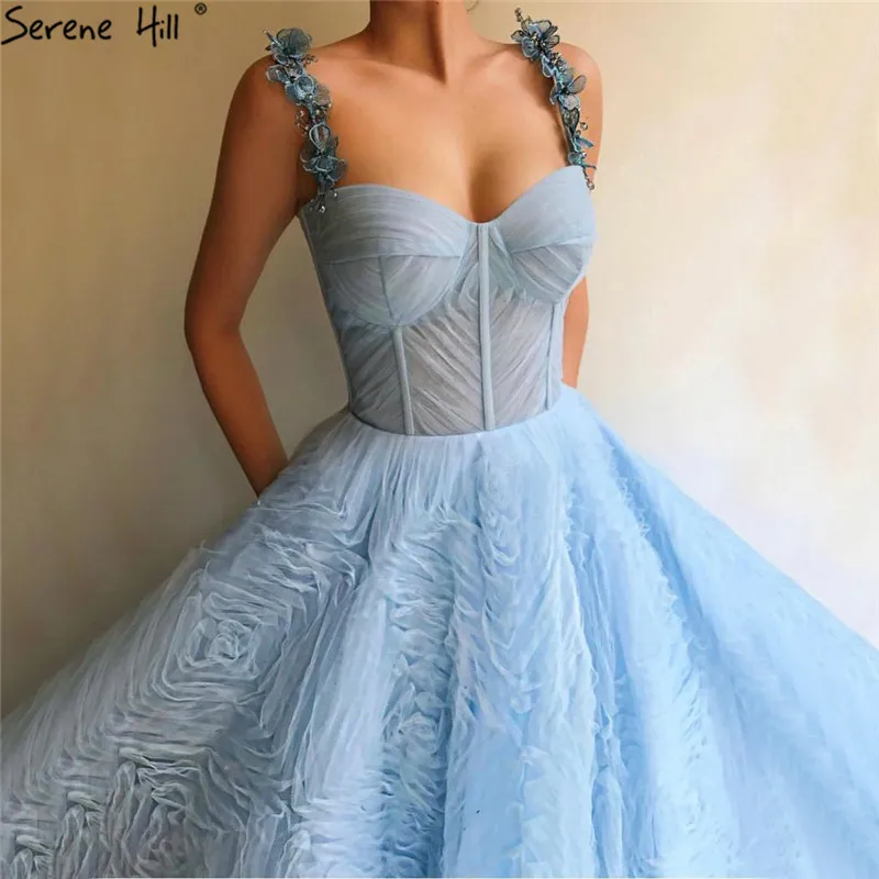 Синие сексуальные вечерние платья без рукавов со стразами и цветами 2021