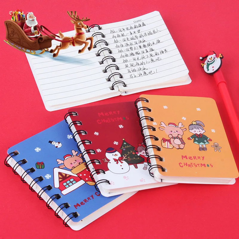 

Merry Christmas Gift Cute Cartoon A7 Coil Notebook Simple Loose-leaf Notebook Student Supplies Notepad School Stationery for Kid