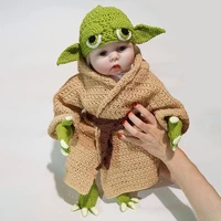 yoda style newborn infant baby photography prop crochet knit costume set handmade toddler cap outfits for baby shower gift