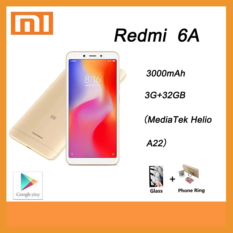 

Xiaomi Redmi 6A 3GB 32GB googleplay smartphone global rom mobile phone 5.45'' Full Screen Helio A22 Processor phone