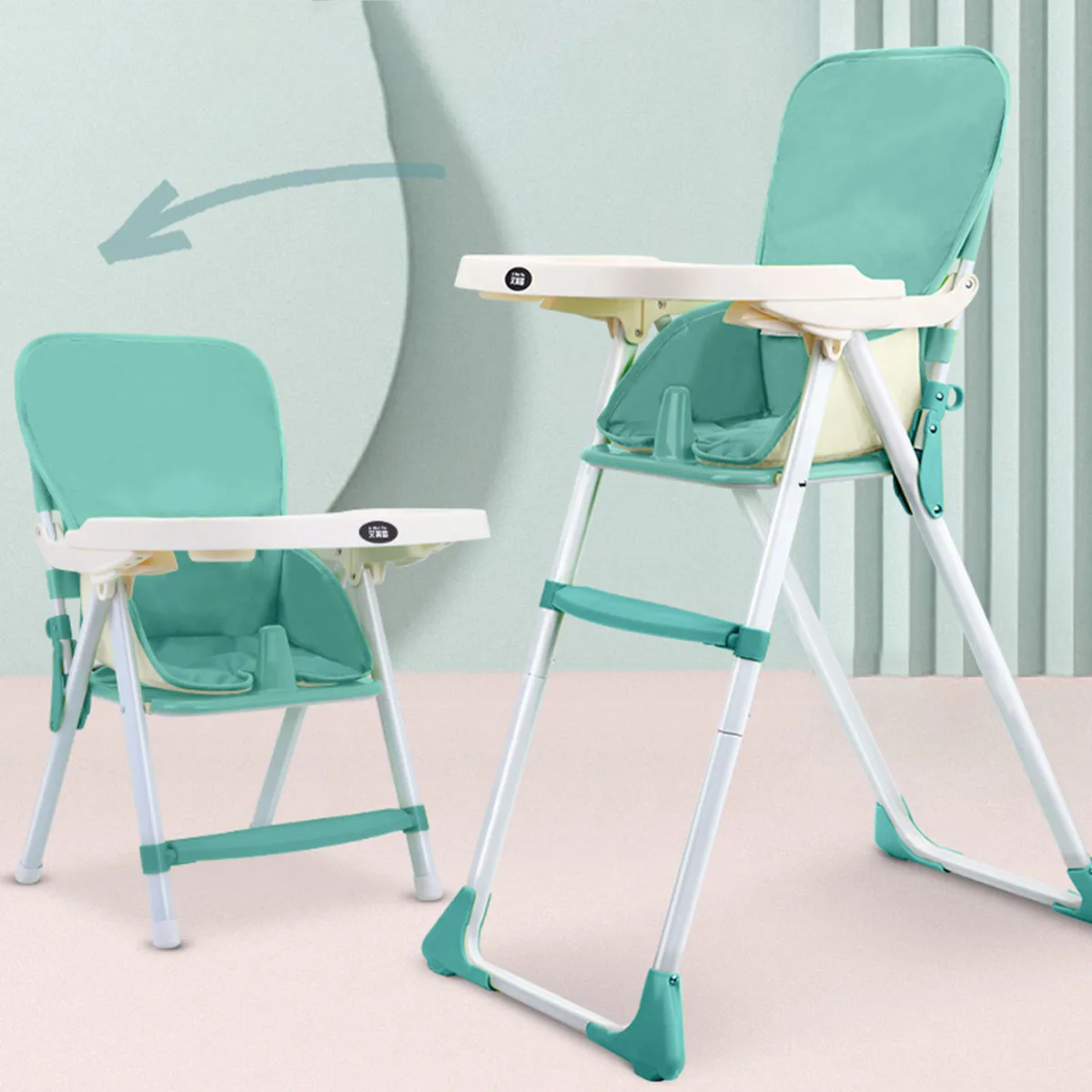 저렴한 휴대용 어린이 높은 의자 식사 식당 의자 더블 테이블 마카롱 다기능 높이 조절 접이식 의자 부드러운 쿠션 좌석, 유아용 식사 의자 높이 조절 가능