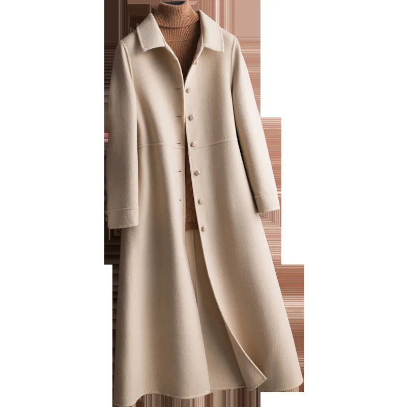 

Женское шерстяное пальто, Двустороннее пальто средней длины, из чистой шерсти, в офисном стиле, для осени и зимы, A241, 2020