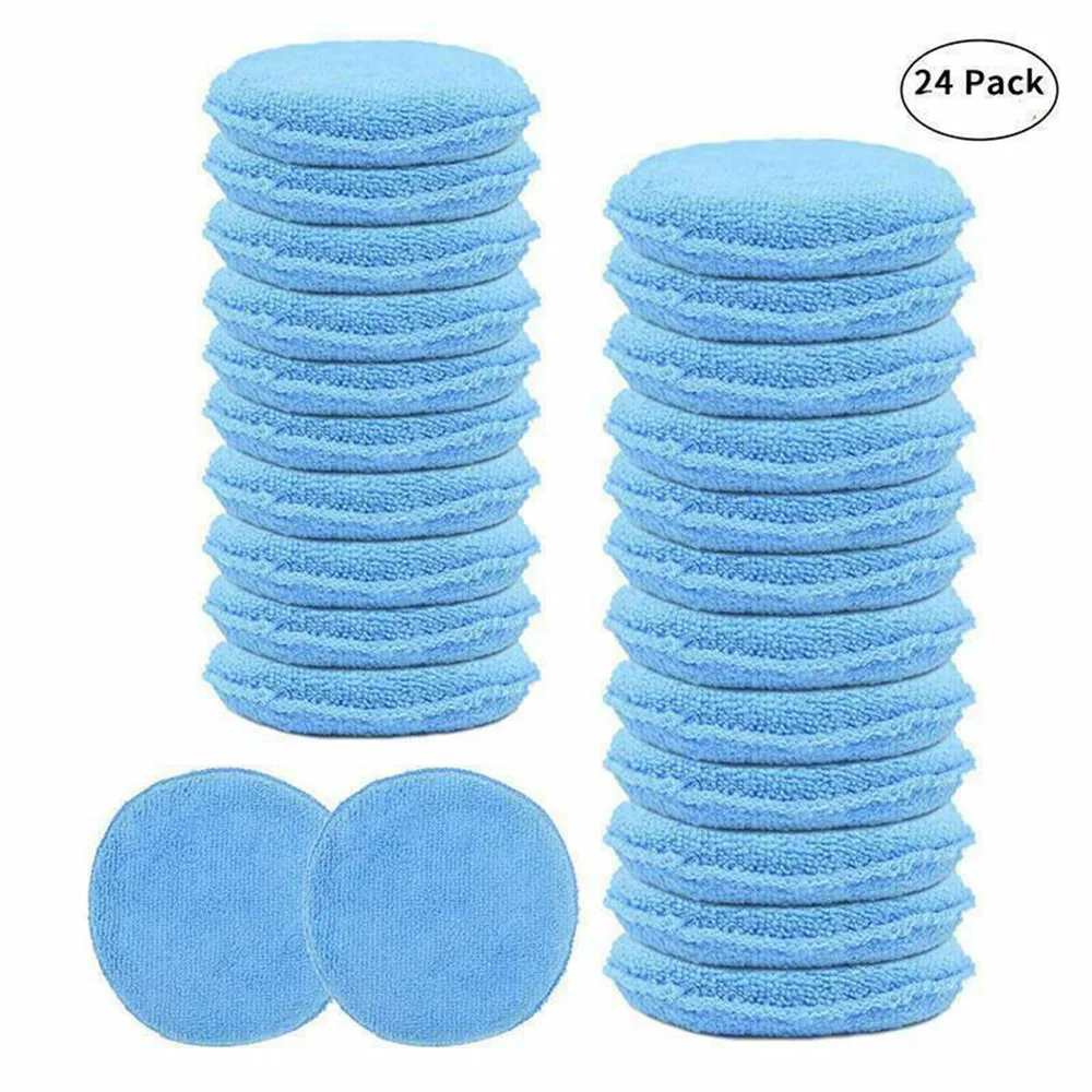 

Washable Waxing Reusable Sponge 24PCS 5inch Car Applicator Cleaning Pad