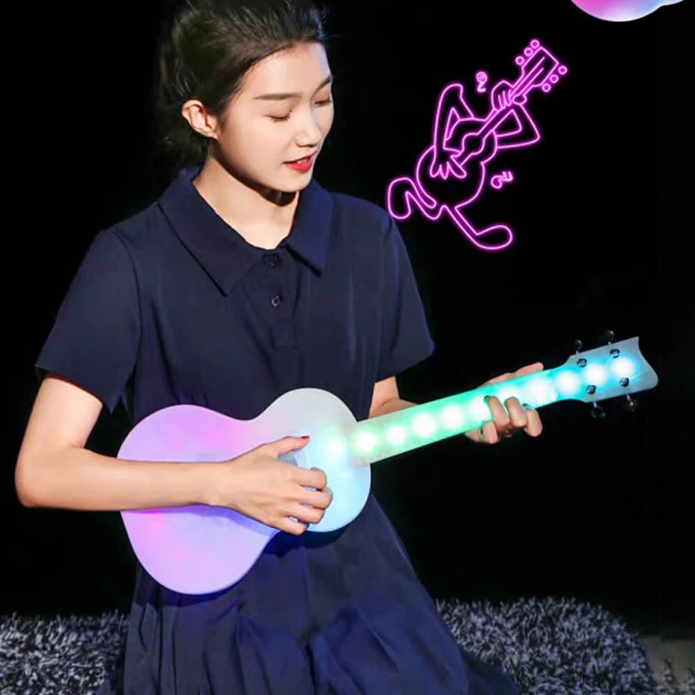 

23 inch Kids Luminous UKulele 4 String Portable Guitar Instrument for Children Pick Stringed Instruments Mini Guitars
