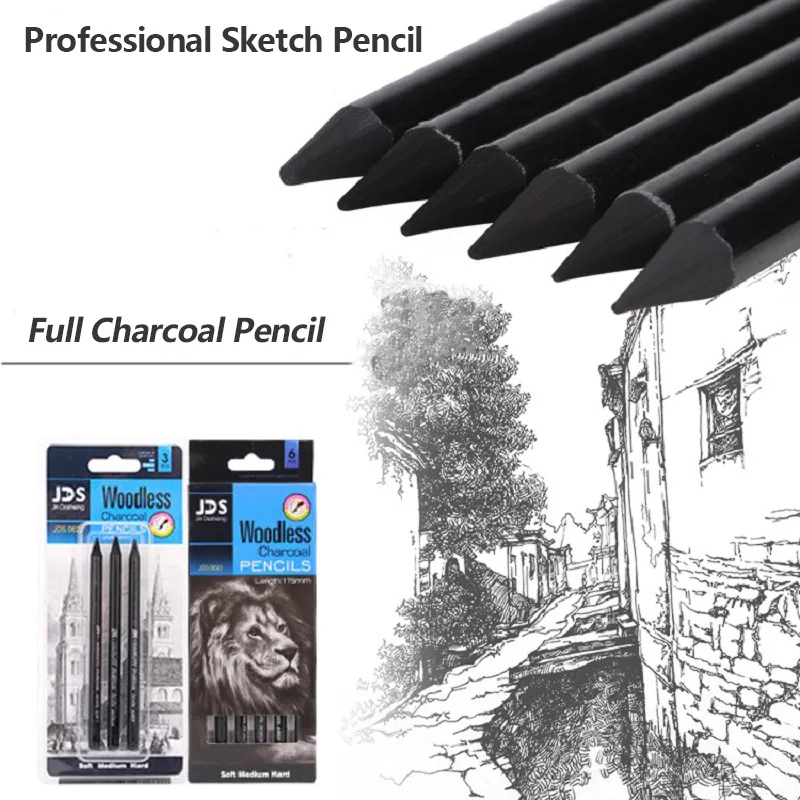 

Профессиональный рисунок эскиз мягкие нейтральные жесткий Угольные карандаши полный углерод графитовый канцелярские товары для рукодели...