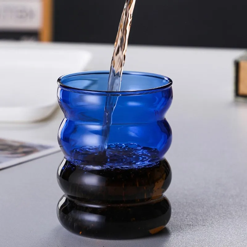 Креативная стеклянная чашка объемом 300 мл кружка для молока сока в форме волны