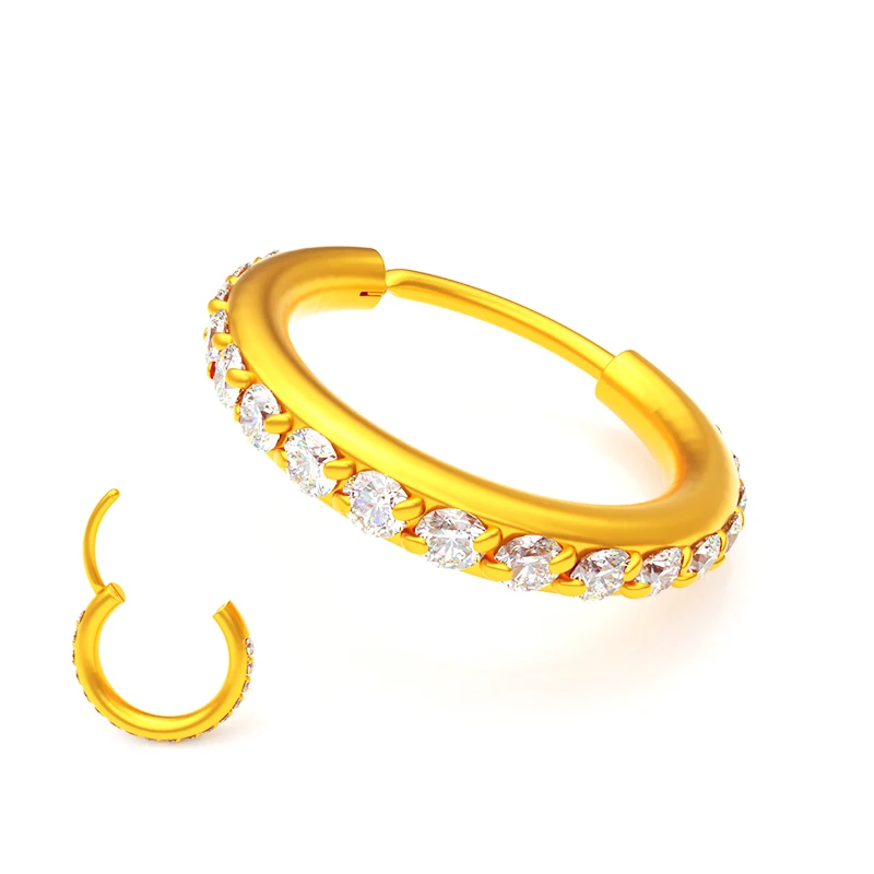 

Hera Jewelry Hot Sales Body Piercings 316L Surgical Steel Nose Ring Earring With Zircons