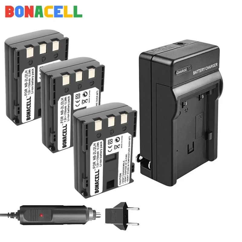 Bonacell 1.7Ah NB-2L NB-2LH батарея + ЖК-зарядное устройство для цифровой камеры Canon EOS 400D S80 S70