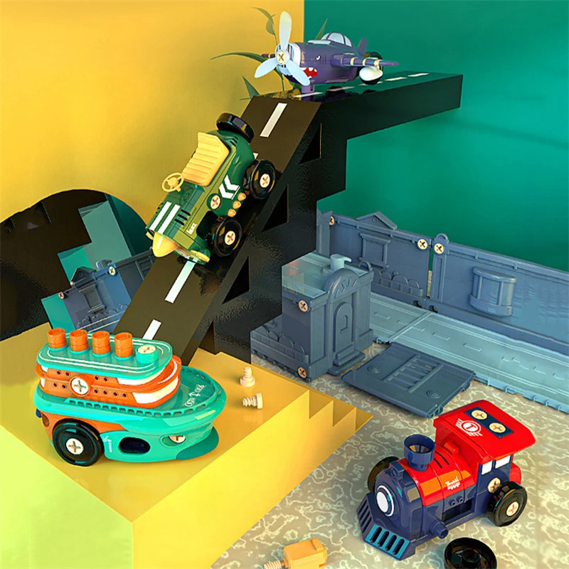 Автомобиль сборный в стиле ретро для раннего развития детей|Конструкторы с