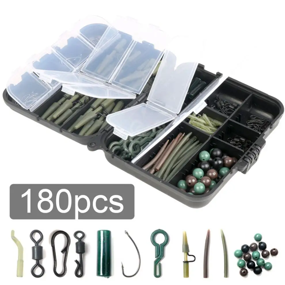 Набор рыболовных принадлежностей для ловли карпа 180 шт. включая трубку с крючком