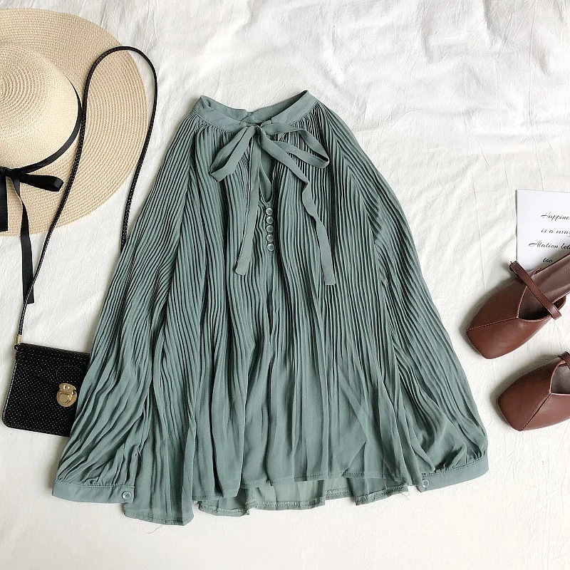 Осенняя Женская плиссированная шифоновая рубашка HISUMA с рукавами-фонариками и