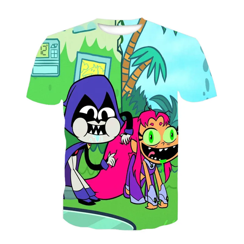 

Boys and girls O-neck short-sleeved T-shirt turquoise men's and girls 3D printed T-shirt casual tops 2021 summer new style