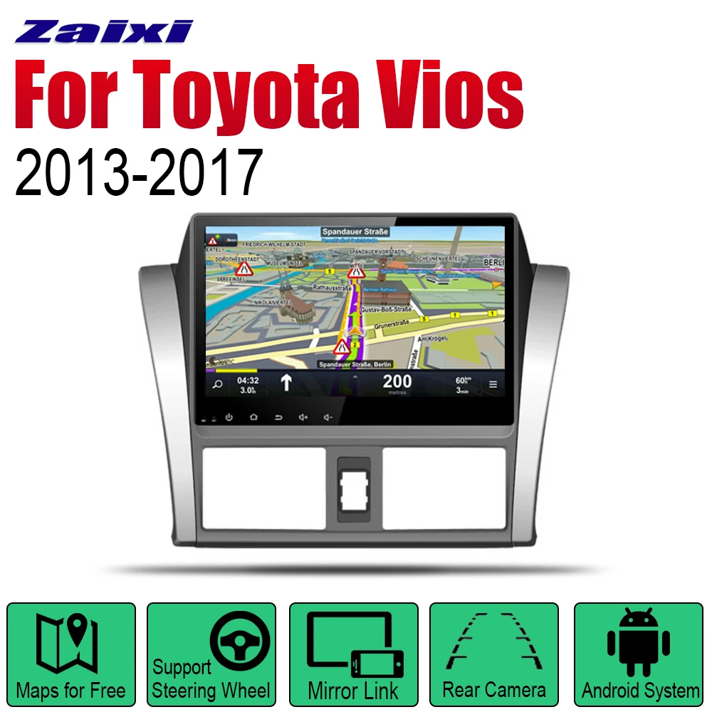 ZaiXi Android автомобильный GPS Navi для Toyota Vios 2013 ~ 2017 плеер навигация WiFi Bluetooth Mulitmedia