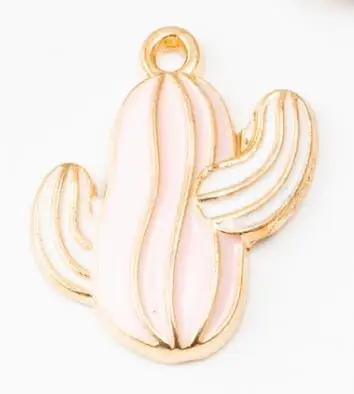 

4 PCS/Lot Gold Color Cactus Pendants Enamel Charms For DIY Bracelet Necklace Jewelry Making