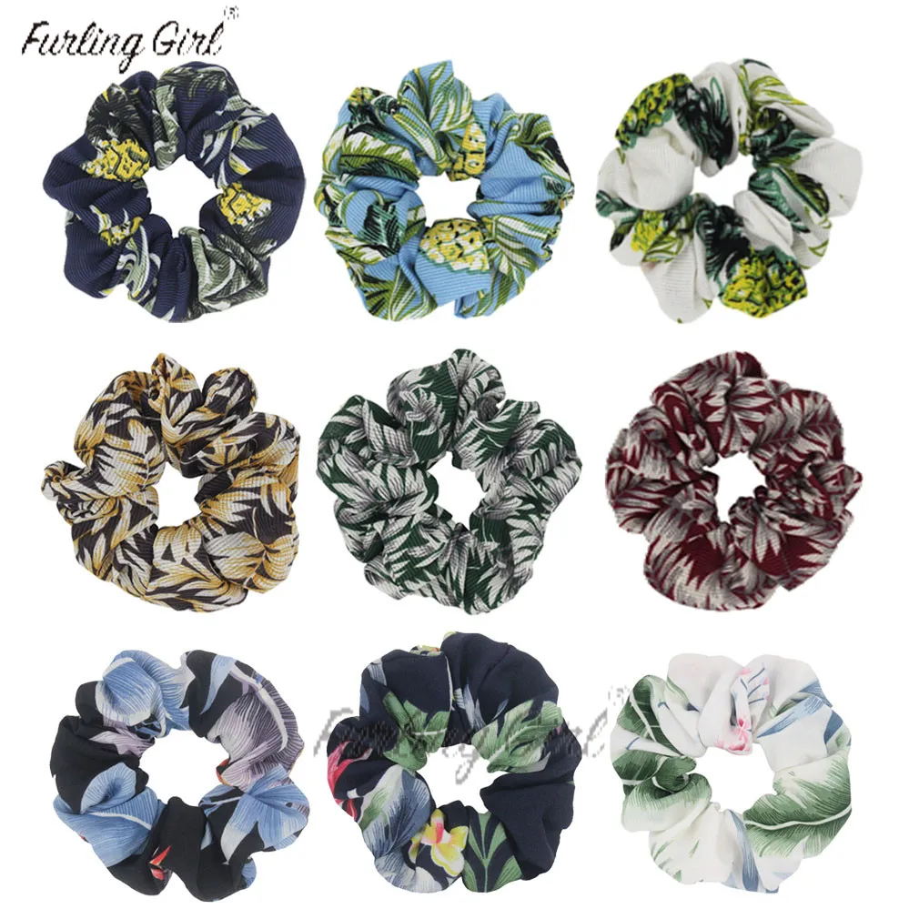 Шифоновые резинки для волос Furling Girl 1 шт. лист ананаса растительные эластичный