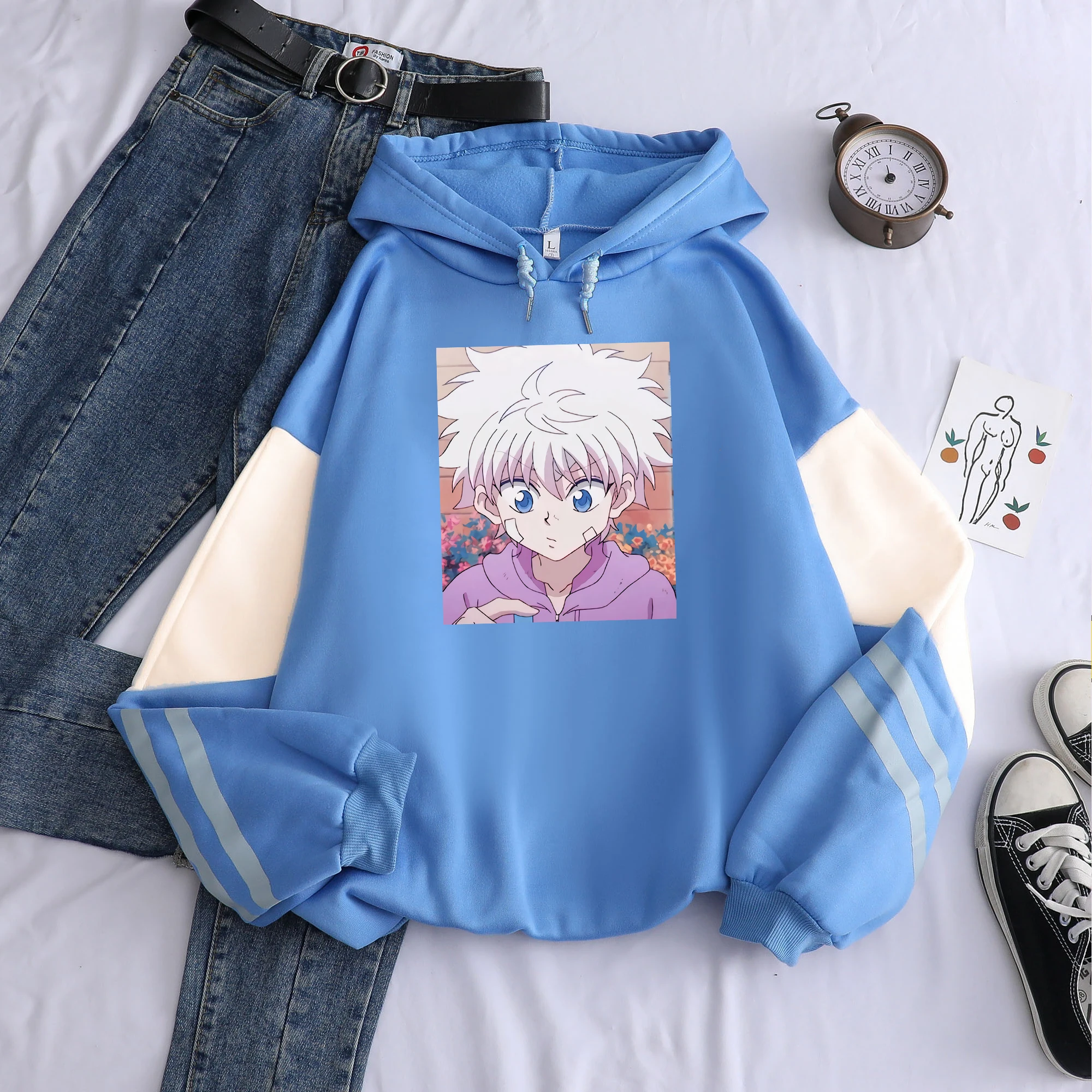 Аниме Hunter X Killua Zoldyck Kawaii мультфильм толстовка с принтом лоскутный большой теплый