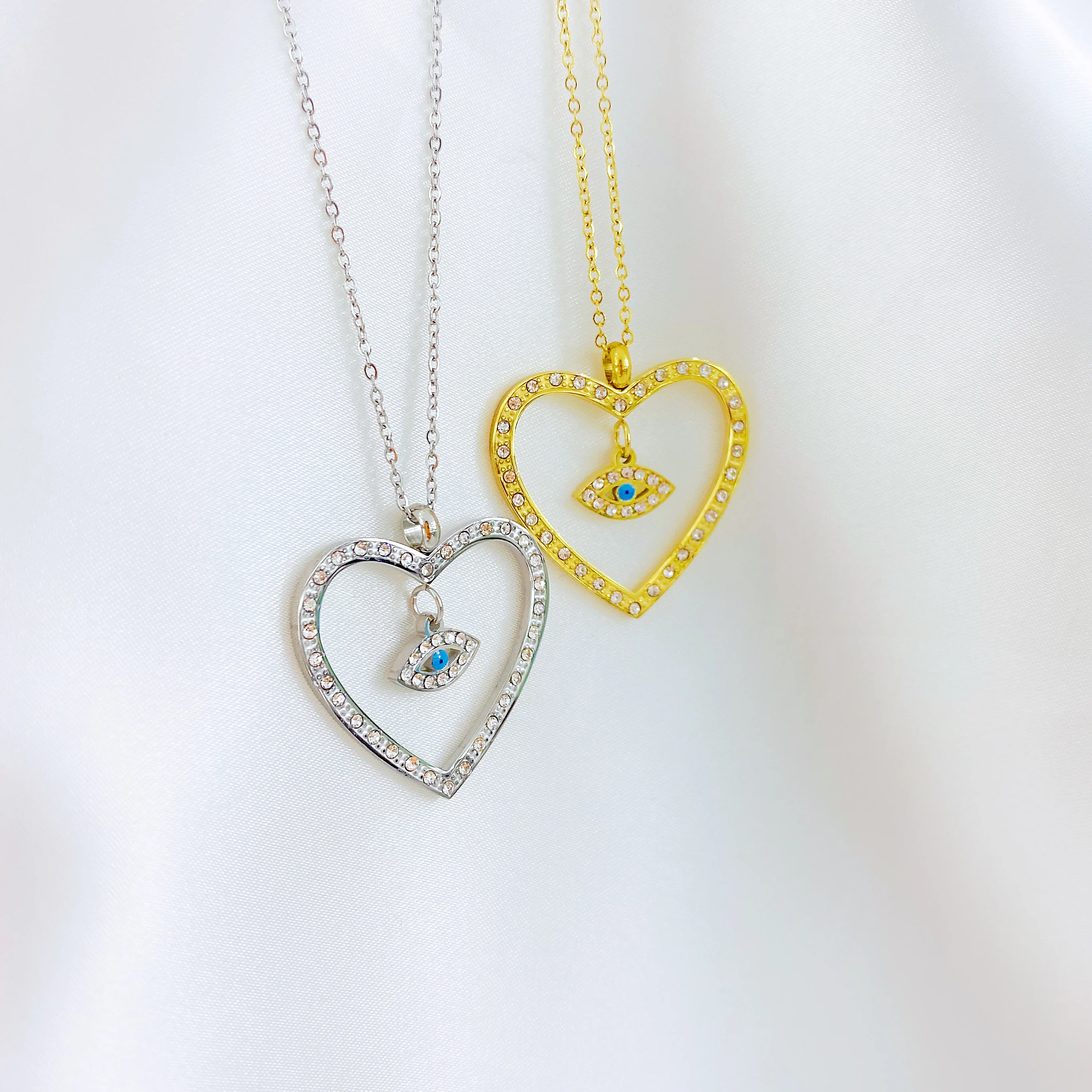 

Fashion Charm Luck Turkey Blue Evil Eye Blue Rhinestone Eye Choker Necklace For Women Silver Gold Color Stainless Steel