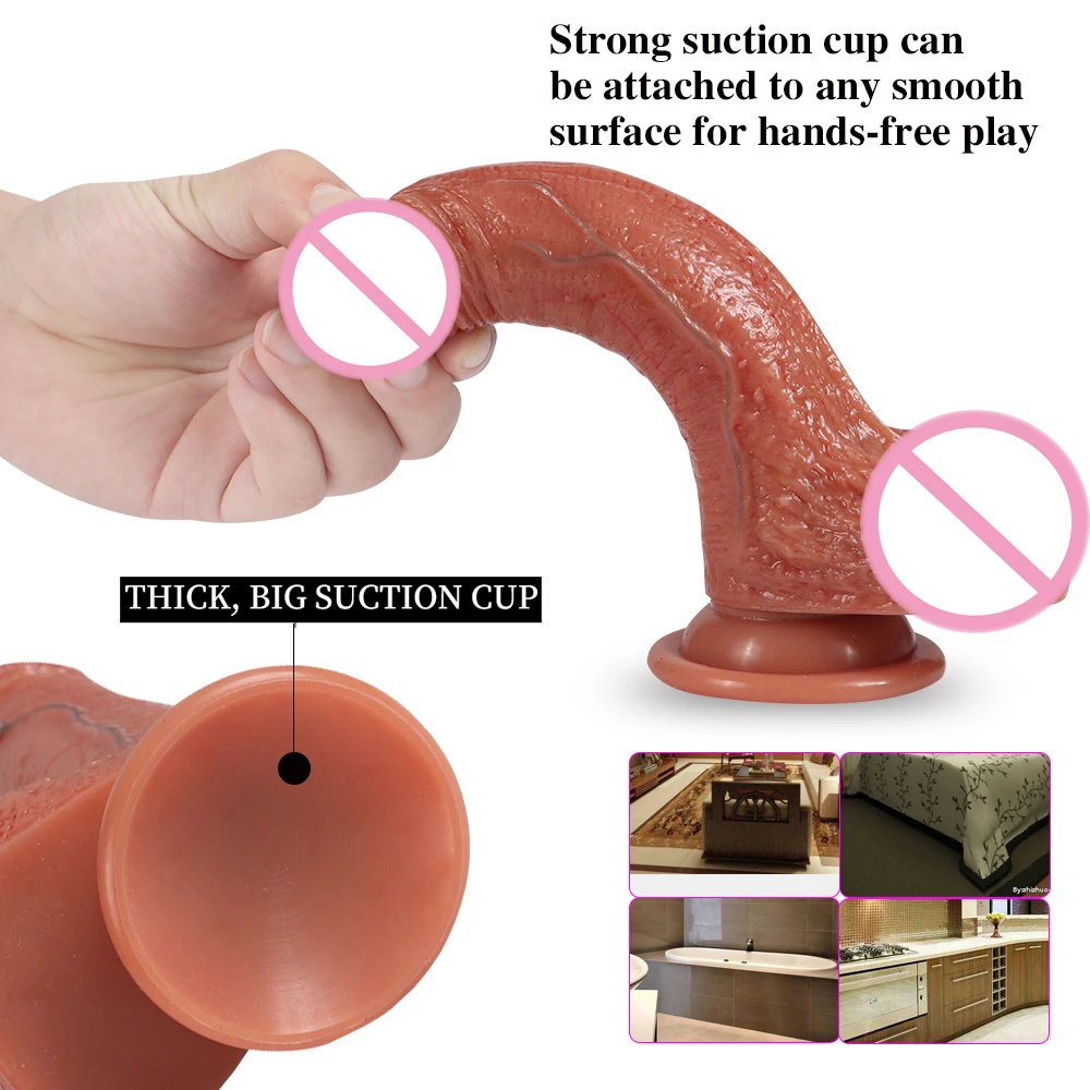 7 09 дюймов реалистичный силиконовый фаллос двухслойный Пенис Донг с присоской