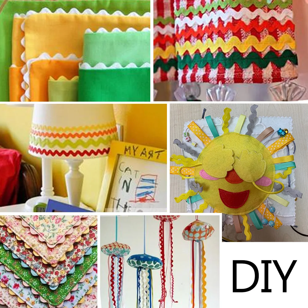 15 ярдов 8 мм многоцветная лента Ric Rac Zig Zag кружевная обрезная для одежды поделки