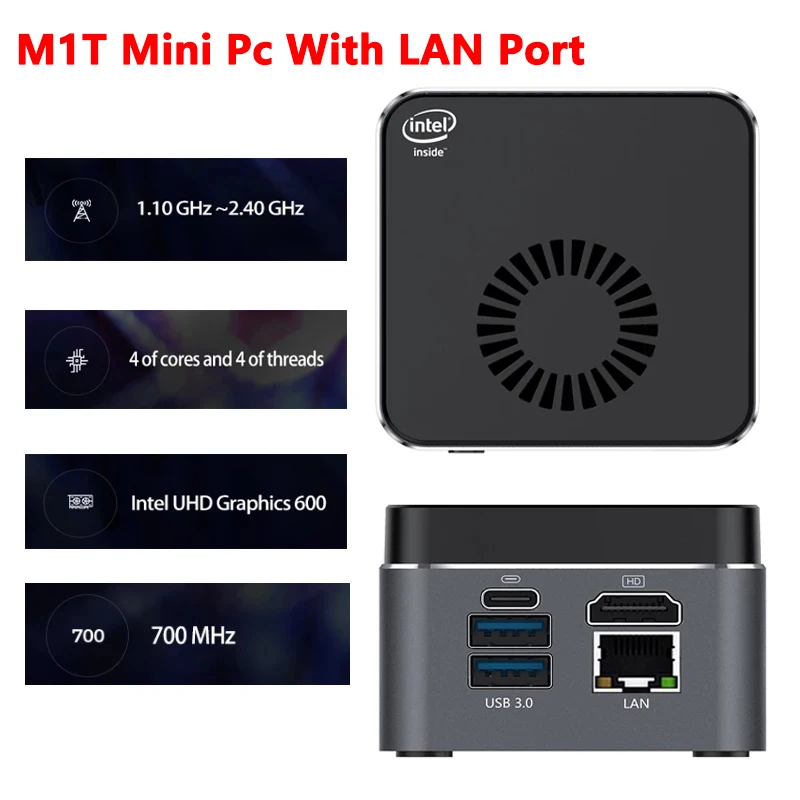 

M1T Windows 10 Pro Mini PC Portable Pc Gamer Linux Intel Celeron J4125 Quad Core DDR4 8GB 128GB 256GB SSD LAN Computador Gamer