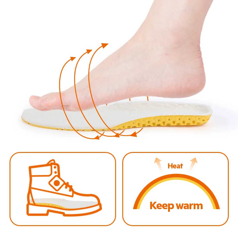 3ANGNI Keep Warm Insoles Heated Cashmere Thermal Thicken Soft Breathable Winter Sport Shoes Insert For Man Woman Boots Pad Sole