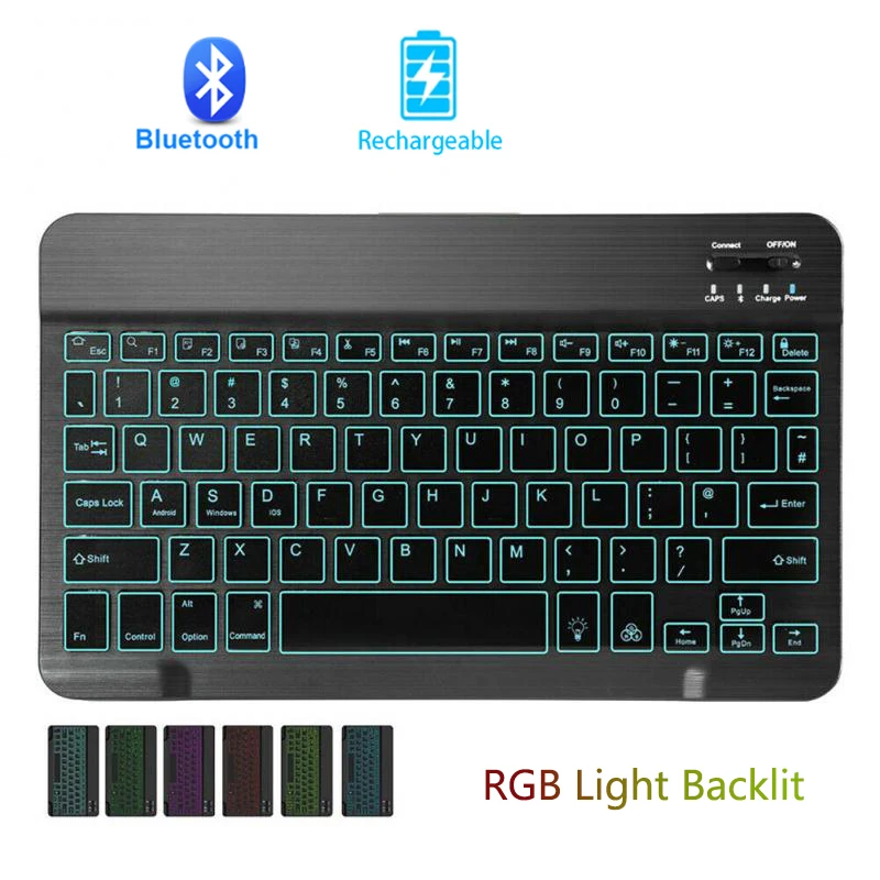 

Мини-клавиатура Bluetooth беспроводная Тонкая с RGB-подсветкой