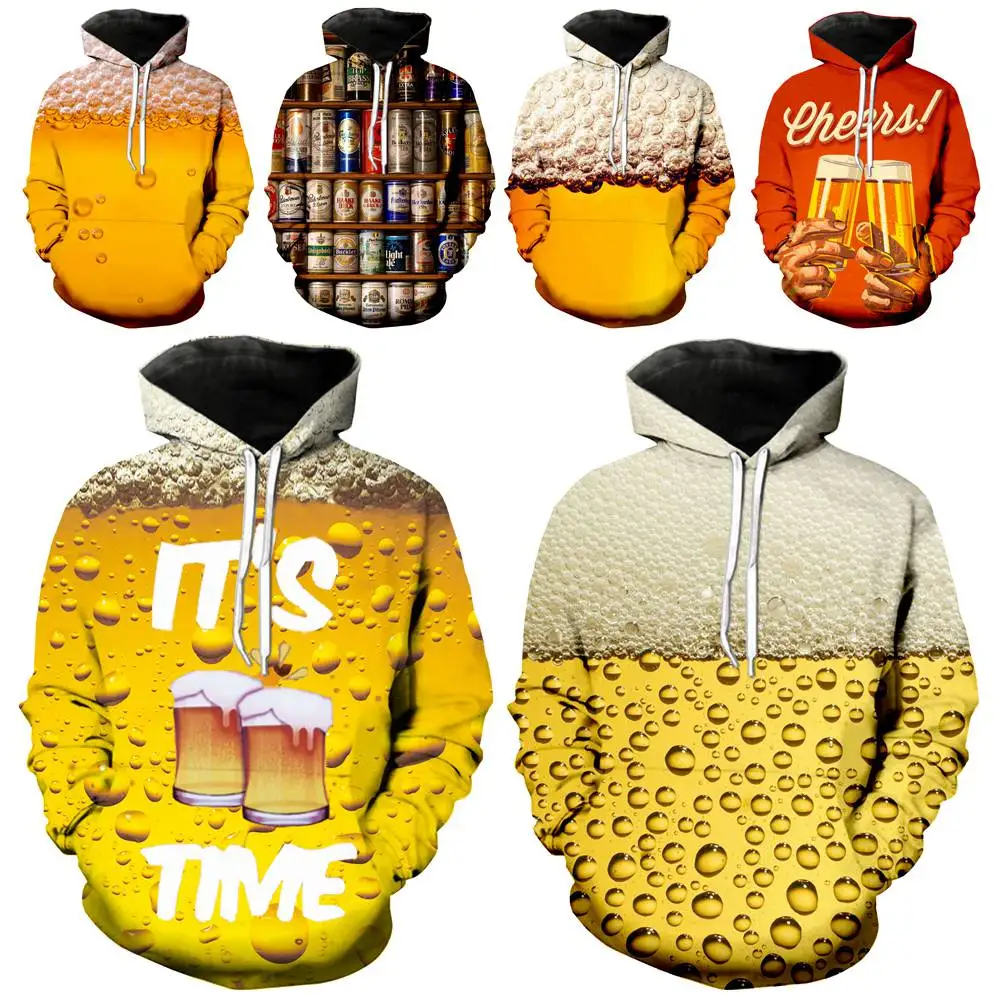 

Толстовка мужская с капюшоном, свитшот на Октоберфест, забавный Повседневный желтый худи с длинным рукавом, с принтом 3D, для торжества, вечевечерние, кемпинга