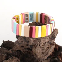 rh fashion designer boho bracelet metal enamel hematite colorful cuff braceletes