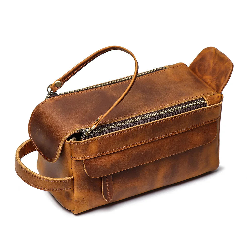 Multifunctional leather handbag, ladies cosmetic bag, large-capacity leather toiletry storage bag, new style