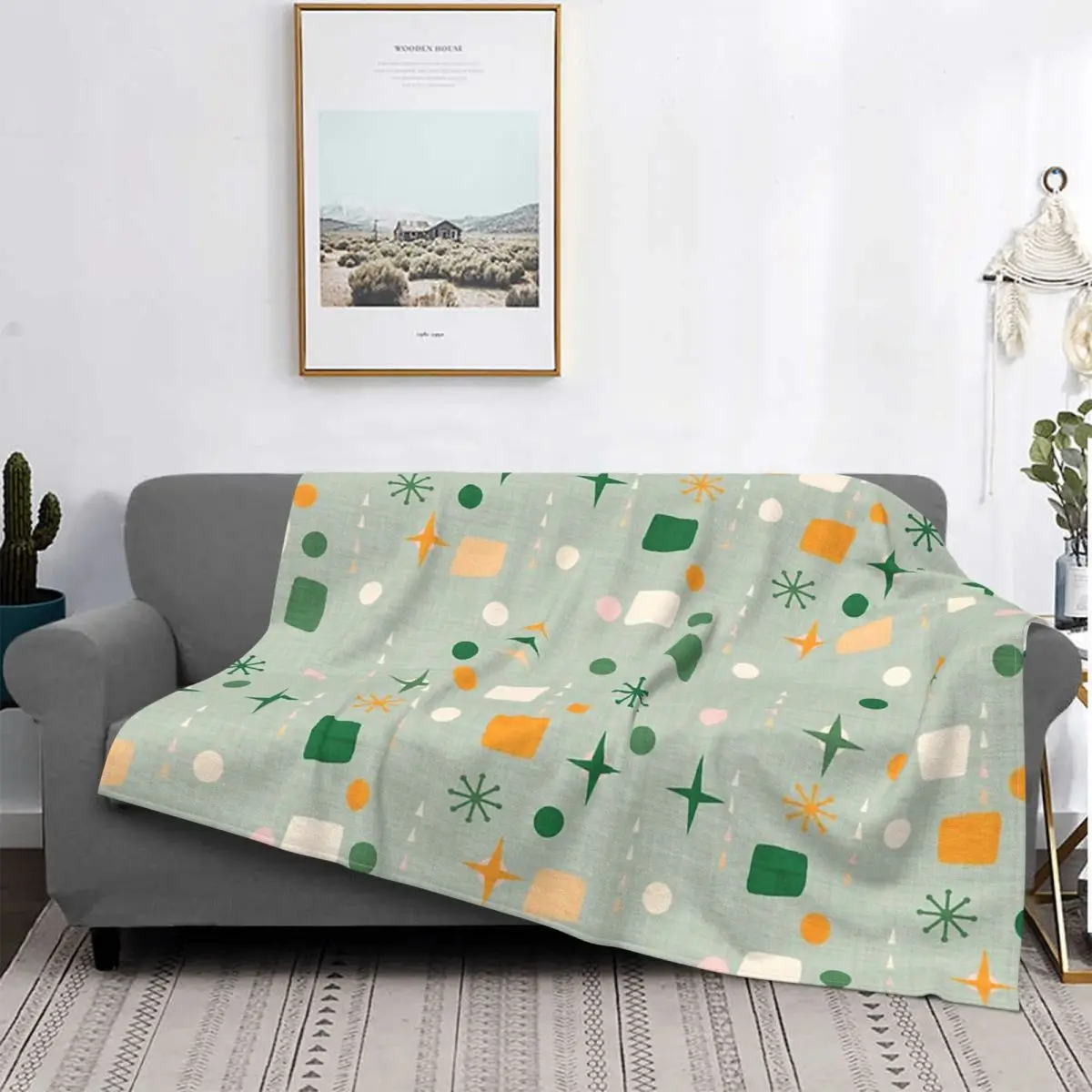 

Декоративное Зеленое одеяло с узором Atomic Midcenturymodern, мексиканское одеяло, плюшевый свитшот, пододеяльники, слои подушек