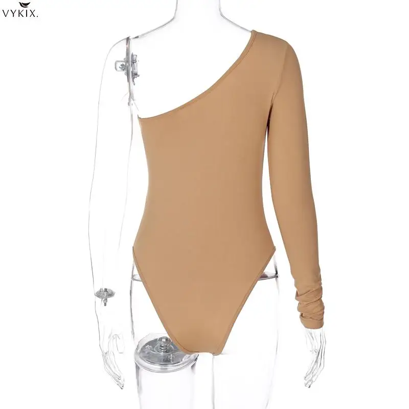 

Fashion Solid Hollow Out Women Long Sleeve Bodysuits One Shoulder Bodycon Sexy Streetwear Skinny Rompers 2021 Spring Summer Body