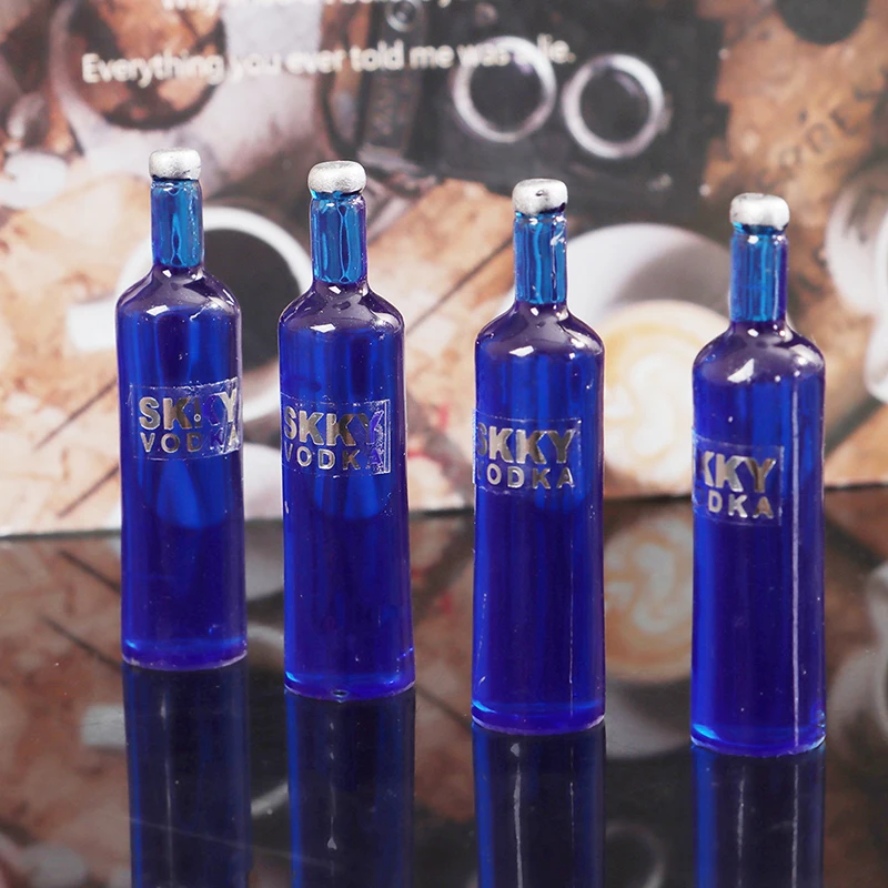 

New 4pcs Mini Wine Bottles Model 1:12 for Doll House Decoration Pretend Play Furniture Toys