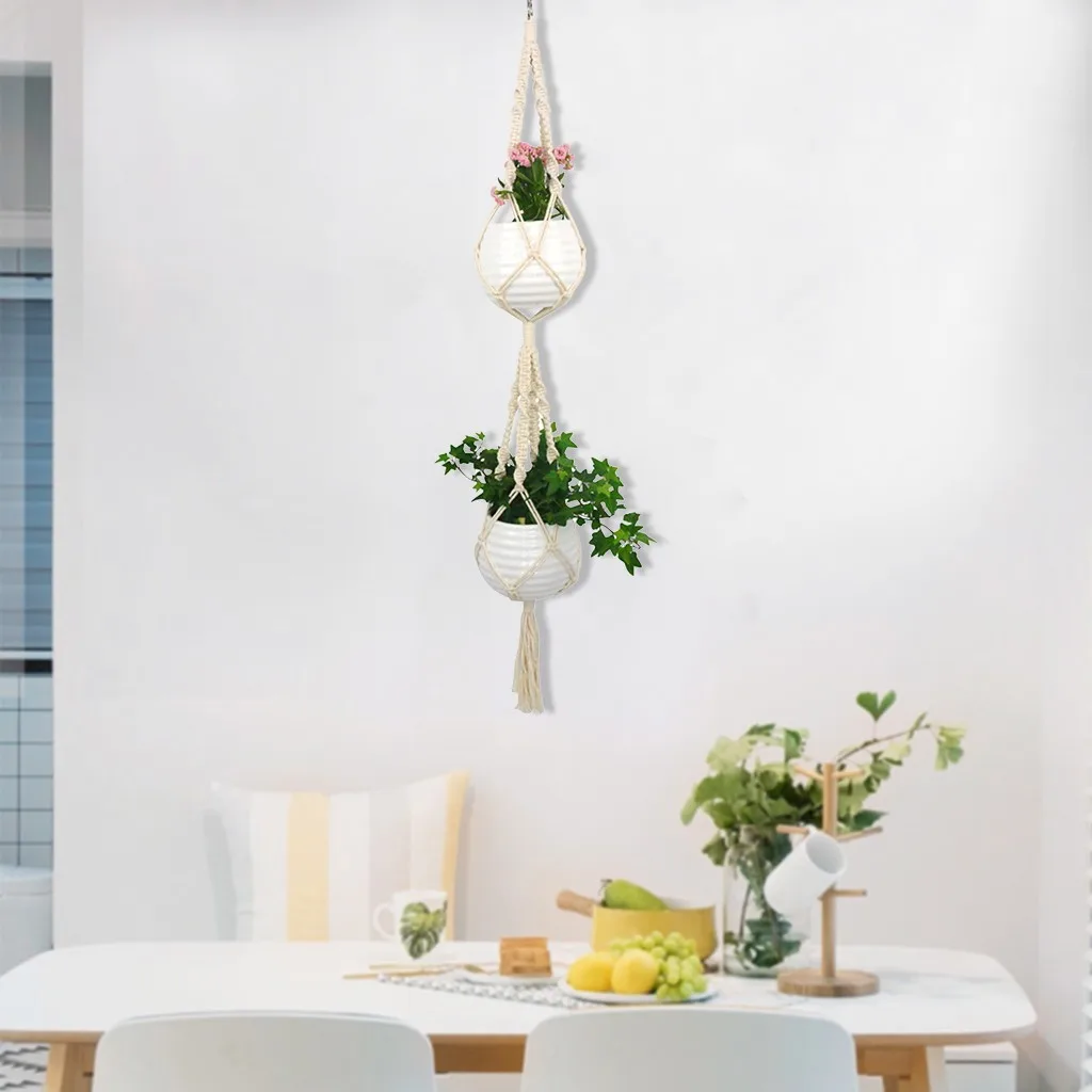 

4Pcs Europe Plant Hangers Indoor Hanging Planter Basket with Wood Bead Decorative Handmade Plant Hanger Wall Decoration 5.19